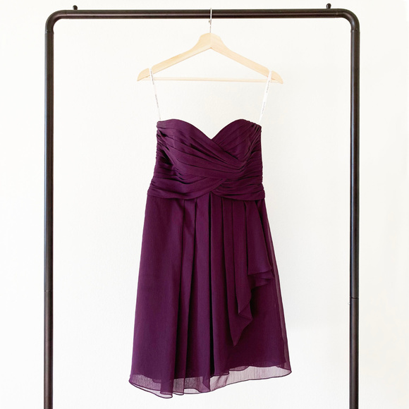 David's Bridal Short Crinkle Chiffon Dress Sz 4 - Picture 1 of 7